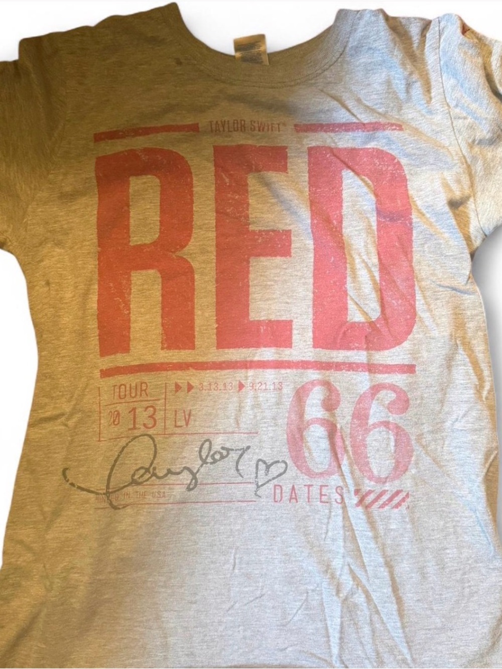 Gildan Light Gray Tee with Red "RED" Tour Graphic